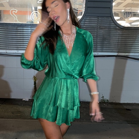 Satin Ruffle Mini Dress - Picture 2 of 4